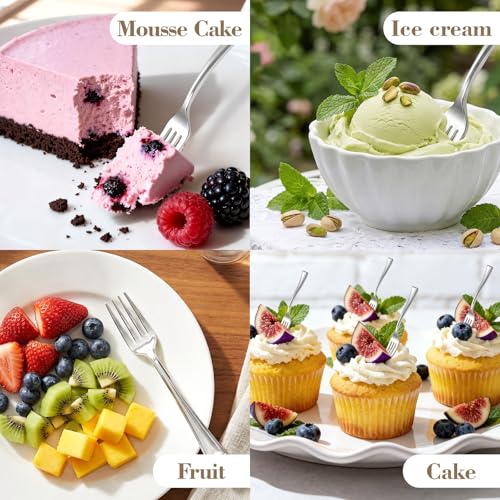 300 Pieces Silver Mini Forks 4 Inches Silver Appetizer forks Forks Plastic Tasting Forks Perfect for Weddings Small Appetizers and Desserts (Silver / Mini Forks)