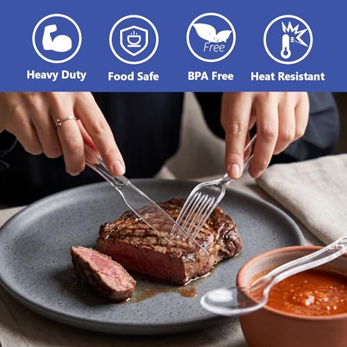 500 Count Clear Plastic Silverware Heavy Duty (Clear)