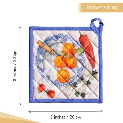 Pot Holders 100% Cotton Potholders (078 - Gourmand / 8" x 8" (Pot Holder Pack of 1))