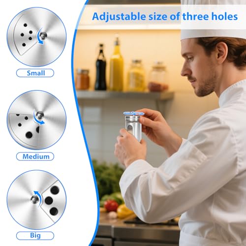 Glass Salt and Pepper Shaker Set with Seasoning Rack (Silver)
