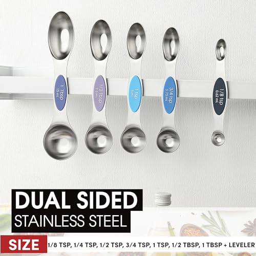 Stainless Steel 8 Magnetic Measuring Spoons Set (Winter Frost / 1-Pack)