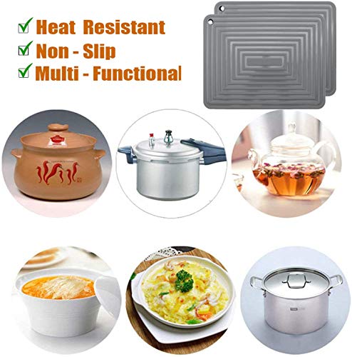 Large Silicone Trivet Mats for Hot Dishes (Dark Gray)