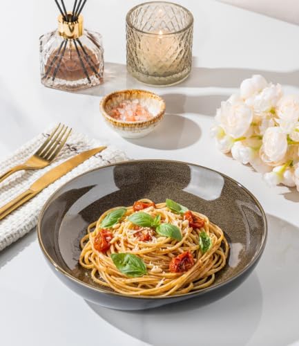 9.0" Ceramic Pasta Bowls Set of 4 (Set of 4 / Coffee)