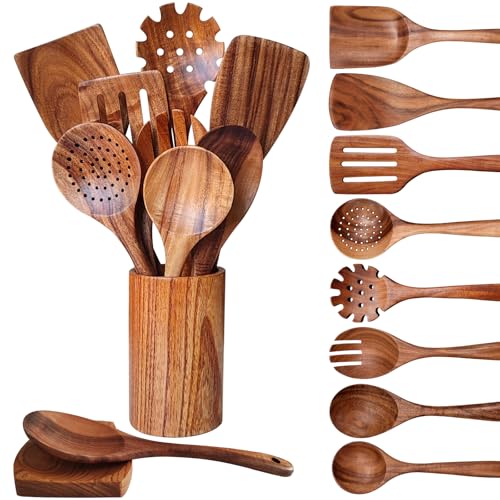 Wooden Spoons for Cooking 10 Pieces Set (10 Count)
