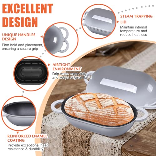 2.5 QT Enameled Cast Iron Sourdough Bread Oven (Light Gray / 2.5 QT)