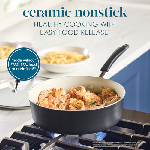 Cucina Ceramic Nonstick Saute Pan with Lid (Saute Pan (10") / Peppercorn)