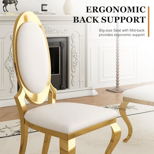 Modern Dining Chairs Set of 6 (White/Gold / Set of 6)