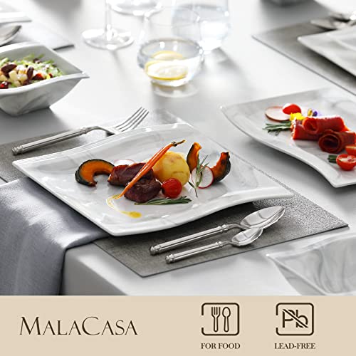 26 Piece Marble Grey Square Dinnerware Sets (26 Piece(Service for 6) / Marble Grey)