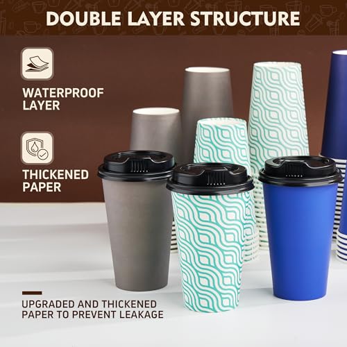 16 oz Coffee Cups with Lids (Green / 16 oz)