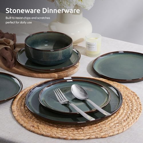 6 Piece Plates and Bowls Set (Obsidian Green / Service for 2)