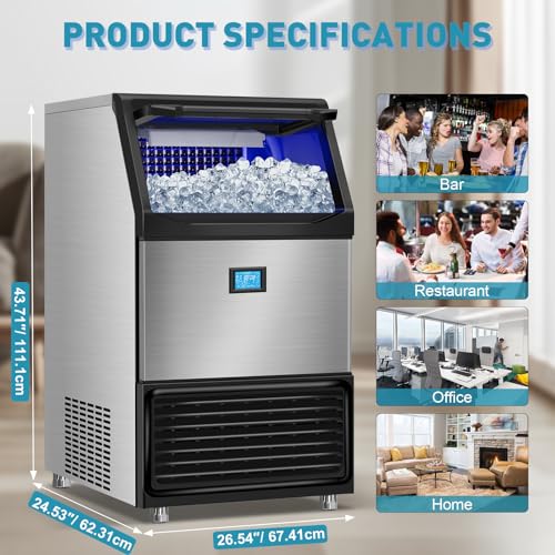 Commercial Ice Maker Machine 550LBS (Clear Ice Cubes - 550LBS/24H)