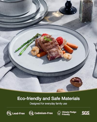 Star Stoneware Dinnerware Sets with Pasta Bowls (Smoky Blue)
