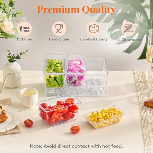 Chilled Condiment Caddy with 3 Compartment & Individual Lids (without Accessories / 3 Containers)