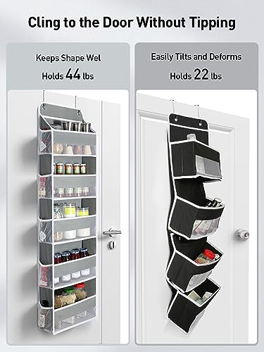1 Pc Over the Door Organizer with 5 Bins 10 Side Pockets (Grey / 5 Tier)
