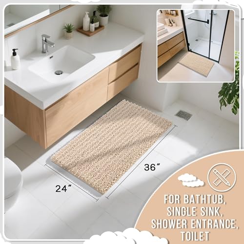 Large Bathroom Rugs Non Slip Washable 36x24 Inch