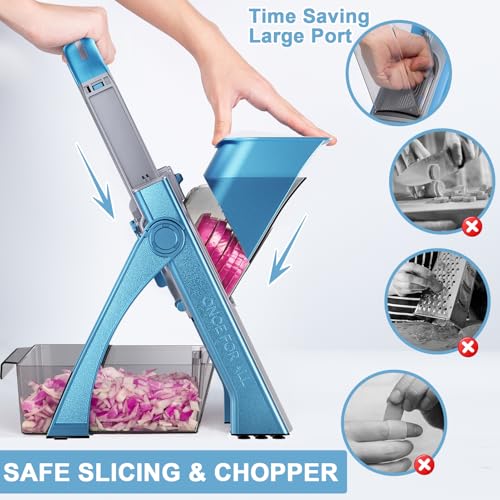 Safe Mandoline Slicer for Kitchen (Blue)
