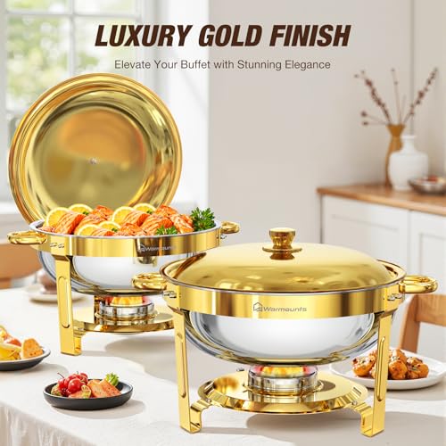 Round Chafing Dishes for Buffet (Gold)
