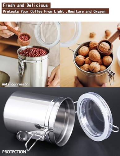 Stainless Steel Food Container with Clear Lids Airtight Container Stackable Small Canisters Kitchen Pantry Storage for Cereal (1.8L Silver-2)