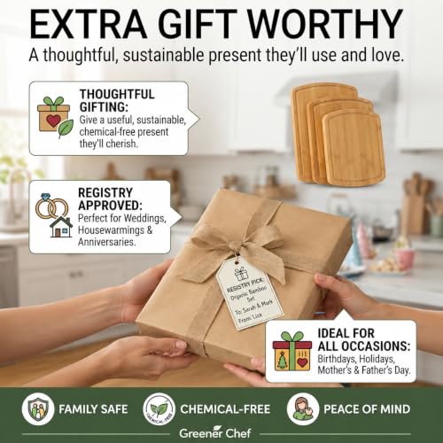 SAFEST Extra Large Bamboo Cutting Board Set of 3 with Glue (Glue-Free Surface - Round)