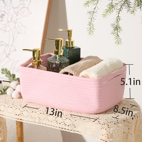 Small Storage Baskets for Organizing (3pcs-L13xW8.5xH5.1" / Pink)