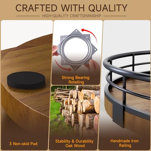 16 Inch Farmhouse Oak Lazy Susan Organizer