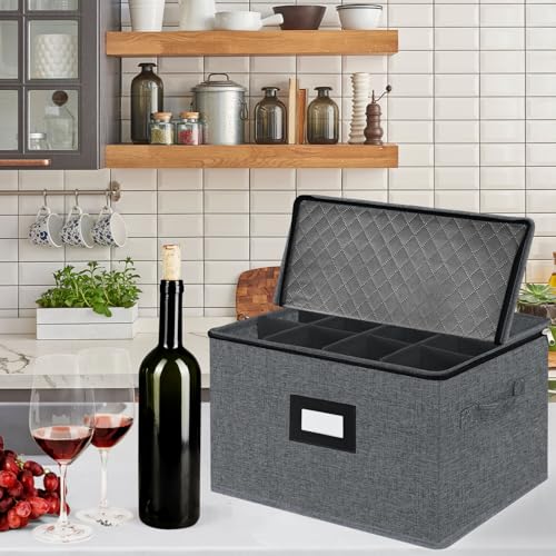 Wine Glass Storage Box with Dividers for 12 (Stemware Storage Cases)