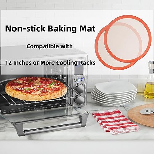 Round Silicone Baking Mats for 12 Inch Pizza Pan (Bright Orange / 11.8"L x 11.8"W)