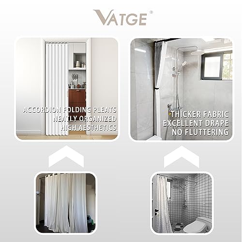 Pleated Folding Curtains for Doorway (White / 52"W x 78"L (Pack of 1))