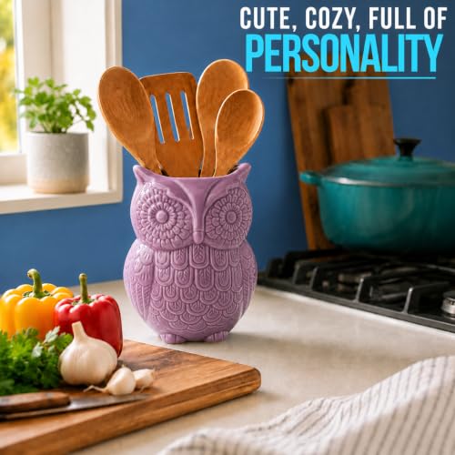Purple Owl Utensil Holder (Purple)