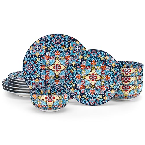 12 Pieces Dinnerware Sets (Service for 4 (12 Pcs) / Bohemian Red)