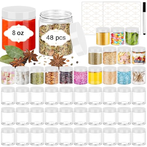 8 OZ Plastic Jars (8OZ 48Pcs White)
