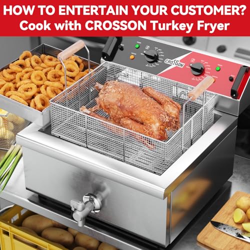 24Lbs Electirc Triple Basket Turkey Fryer With Oil Drain Spout (Tripple Basket,24L)
