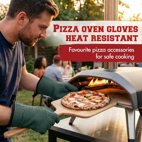 XL Silicone Pizza Oven Gloves Heat Resistant Oven Mitts (Timber Green / X-Large)