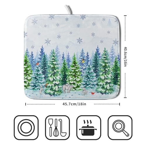 Winter Bear Bird Dish Drying Mat (DMS919WBirdM / 18" x 16")