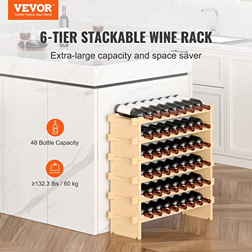 8 Tier 72 Bottles Stackable Modular Wine Rack (Natural Wood Color / 8-Tier 72 Bottles)