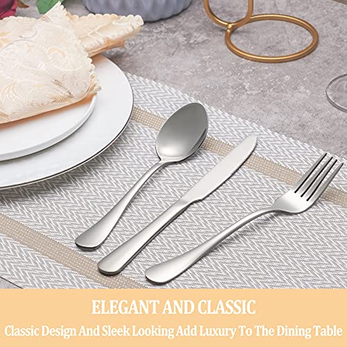 50 Piece Silverware Set Service for 10 (Silver)