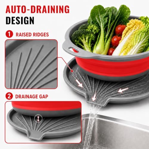 2 Collapsible Colanders with Self