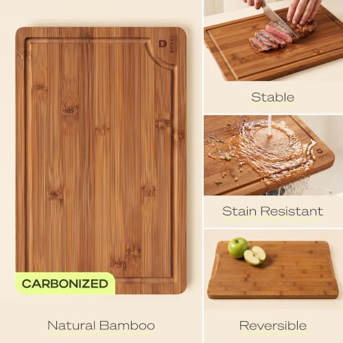 Wooden Cutting Boards for Kitchen Meal Prep & Serving (4-Piece / Brown)