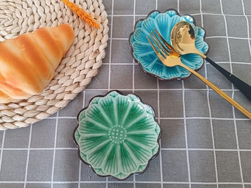 Ceramic Spoon Rest for Stove Top (Cracks Deco, Emerald)