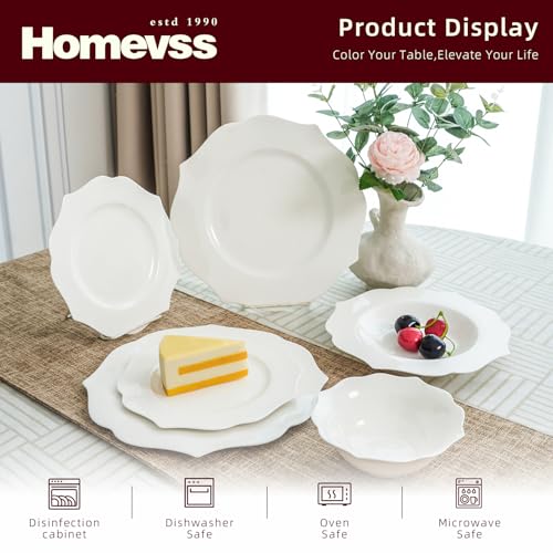HomeVss New Bone China Dinnerware Set (Lotus / Service for 8 - 40pc Set)