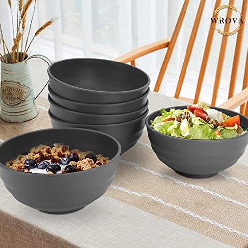 Wheat Straw Bowls Set 60 OZ Unbreakable Large Cereal Bowls Set of 6 Microwave and Dishwasher Safe Bowls Big Bowls for Apartment and Dorm BPA Free Soup Bowl for Serving Oatmeal and Salad (60 oz / Deep Grey)