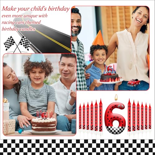 13PCS Racing Car Theme Birthday Candle Set with Checkered Flag Design (13 Count)