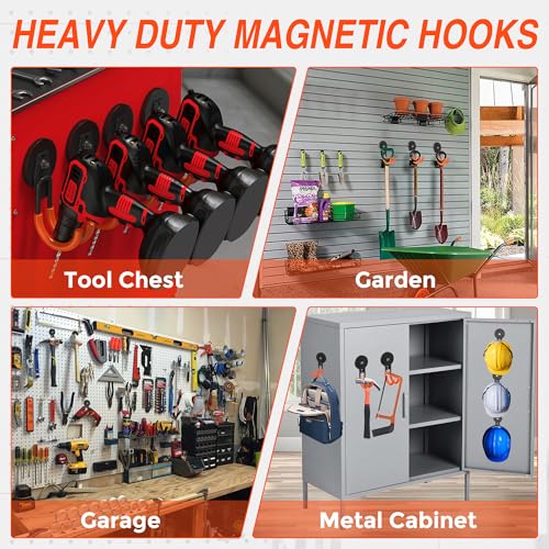 Strong Magnetic Hooks Heavy Duty (2.6" Magnet-2 Pack-Orange)