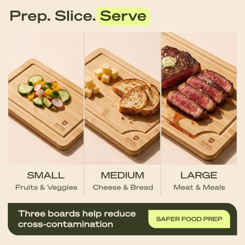 Wooden Cutting Boards for Kitchen Meal Prep & Serving (3-Piece / Natural)