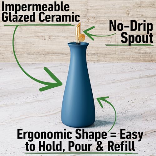 Ceramic Olive Oil Dispenser with Self (Blue)