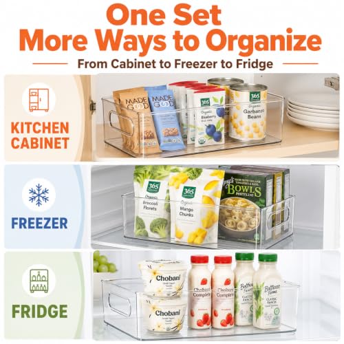 4 Pack Fridge Organizer Bins (10'' x 6'' x 3'')
