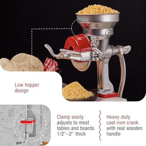 Manual Cast Iron Grain Mill 1200g with Low Hopper