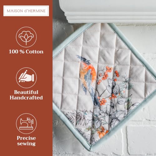 Pot Holders 100% Cotton Potholders (063 - Whitish Shabby Chique / 8" x 8" (Pot Holder Pack of 1))