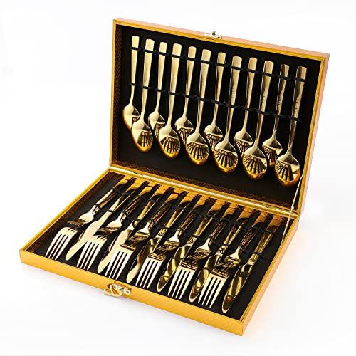 Gold Silverware Set (Gold | 30pcs-Square Handle)