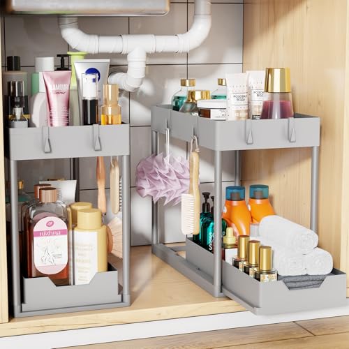 Under Sink Organizer 2 Pack (Grey / 2 pack)